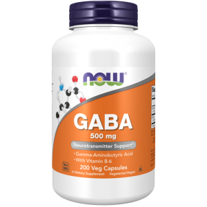 Now Foods GABA 500 mg z witaminą B6, 200 kapsułek