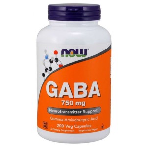 Now Foods GABA Kwas Gamma Aminomasłowy 750 mg, 200 kapsułek
