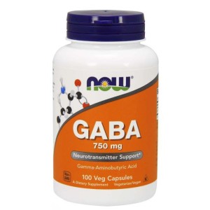 Now Foods GABA Kwas Gamma Aminomasłowy 750 mg, 100 kapsułek