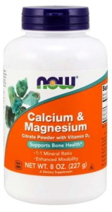 Now Foods,  Wapń i magnez z witaminą D, proszek 227 g