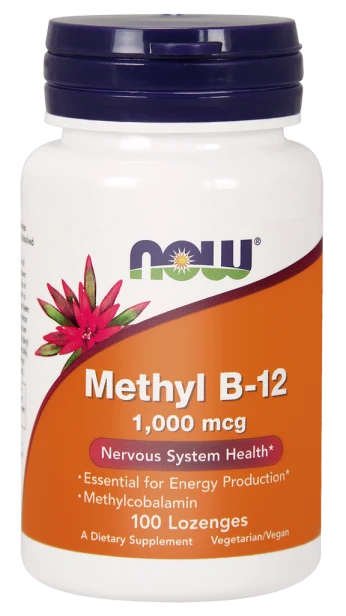 Now_Foods, witamina B12 1000mcg z kwasem foliowym, 100 tab do ssania