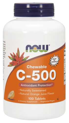 Now Foods, Witamina C 500mg do ssania orange, 100 tab