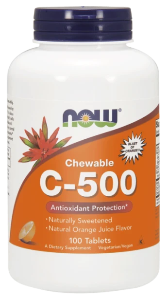 Now Foods, Witamina C 500mg do ssania orange, 100 tab