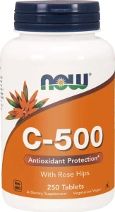 Now Foods, Witamina C 500 mg z dziką różą, 250 tabletek