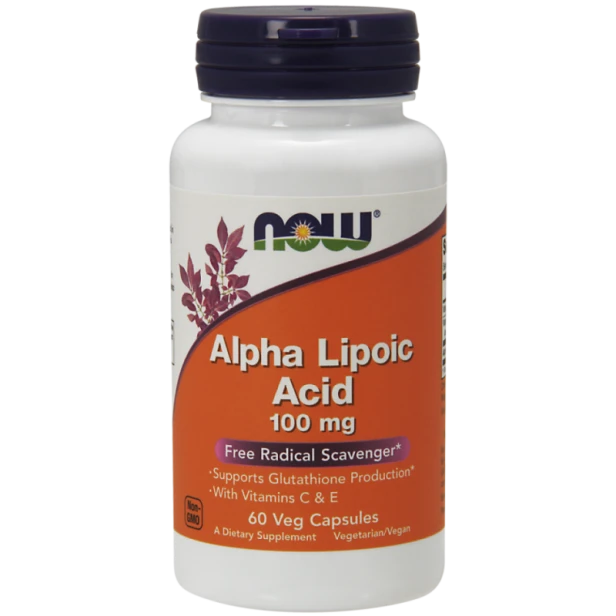 Now Foods kwas alfa liponowy 100 mg witamina e 60 kapsułek