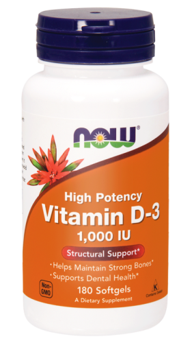 now foods, witamina D3 1000 j.m, 180 kaps. miękkich
