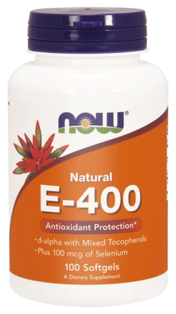 now foods, witamina E-400 z mieszanką tokoferoli, 100 kaps. miękkich