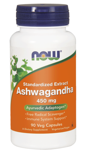 now foods,  wyciąg z korzenia ashwagandhy 450 mg, 180 kaps.
