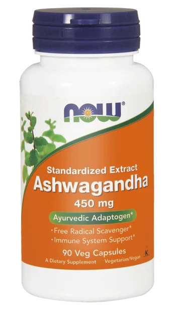 now foods,  wyciąg z korzenia ashwagandhy 450 mg, 180 kaps.
