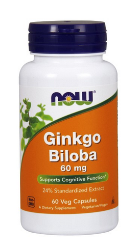 now foods, wyciąg z liści miłorzębu japońskiego 60 mg, 60 kaps
