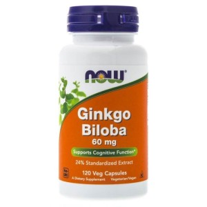 Now Foods, Wyciąg z liści Miłorzębu Japońskiego 60 mg, 120 kapsułek
