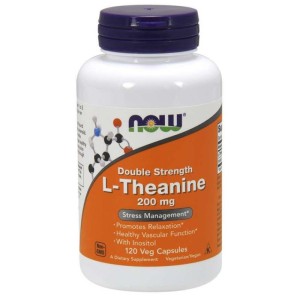 Now Foods L-Teanina 200 mg i inozytol 100 mg, 120 kapsułek
