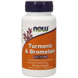 Now Foods, Wyciąg z kłącza kurkumy 300 mg z Bromelaniną 150 mg, 90 kapsułek