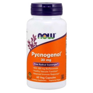 Now Foods Pycnogenol Ekstrakt z kory francuskiej Sosny Morskiej 30 mg,  60 kapsułek