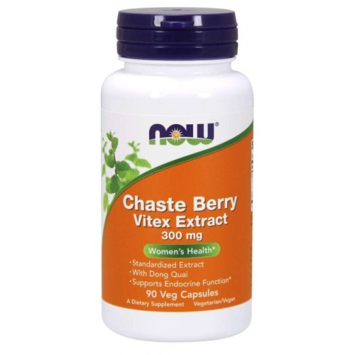 now foods, wyciąg z niepokolanka 300 mg chaste berry vitex, 90 kaps