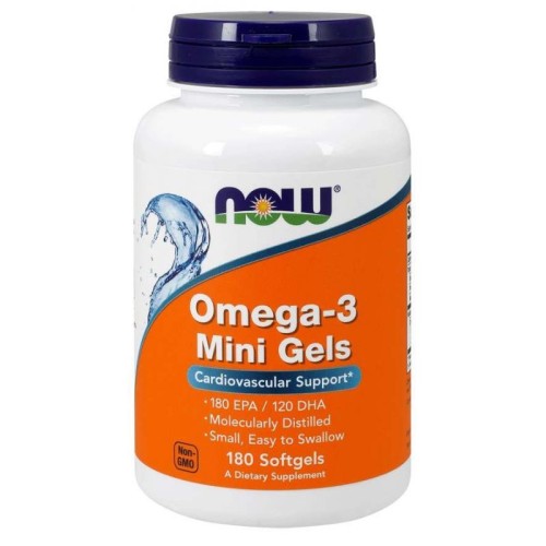Now Foods omega 3 mini gels dha 120 mg epa 180 mg 180 kapsułek
