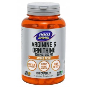 Now Foods, L-Arginina  500 mg i L-Ornityna 250 mg, 100 kapsułek