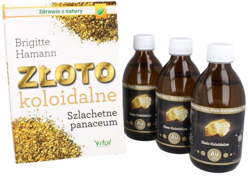 Vitacoloids.pl Złoto koloidalne 3 x 300ml + GRATIS Książka Złoto koloidalne Szlachetne Panaceum
