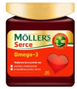 Möller’s Serce kwasy omega-3 z ryb i ALA z roślin, 60 kapsułek