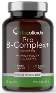 Pro B-Complex+ | Kompleks Witamin B + A, C, E, D3, K2 | 100 Kapsułek Vege