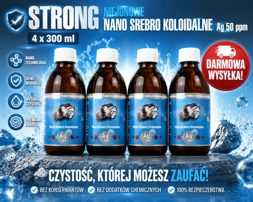pakiet Strong niejonowe Nano_Srebro koloidalne 4x300ml vitacolloids