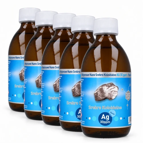 Zestaw 5 × srebro koloidalne Classic 30 ppm 300 ml – Vitacolloids