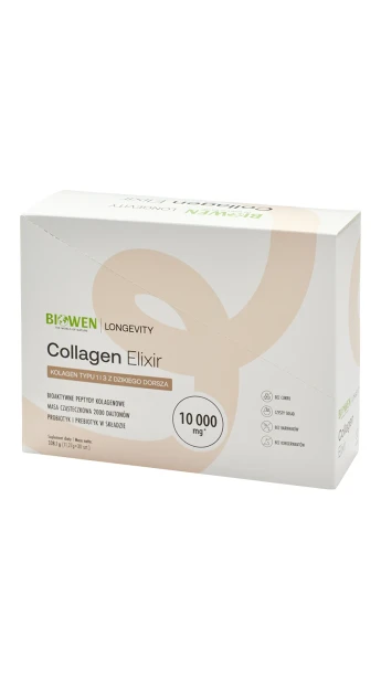 Biowen Collagen Elixir 10 000 mg, 30 saszetek – opakowanie, kartonik