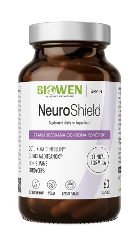 Biowen NeuroShield, 60 kapsułek – opakowanie, ciemny szklany słoik