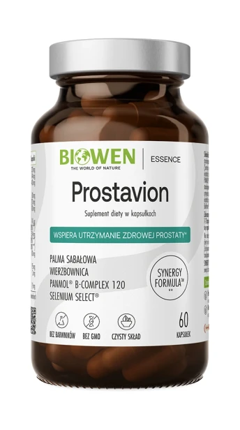 Biowen Prostavion, 60 kapsułek – opakowanie, szklany słoik
