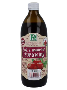Naturalny 100 % sok z żurawiny, 500 ml