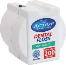 Active - Nić dentystyczna miętowa woskowana, 200 m