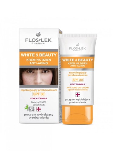 Flos-lek White-Beauty krem na dzień anti aging zapobiegający przebarwieniom spf 30 30 ml