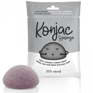 Gąbka konjac z węglem bambusa do skóry tłustej i trądzikowej