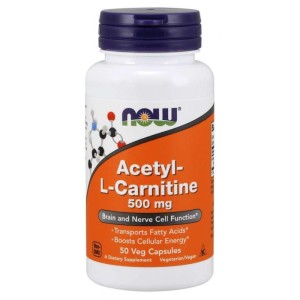 Now Foods Acetylo-L-Karnityna 500 mg, 50 kapsułek
