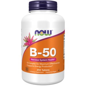 Now Foods B-50 kompleks witamin B, 250 tabletek