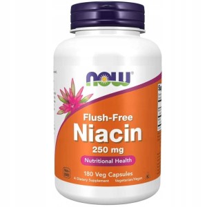Now Foods, Niacyna Flush-free 250 mg, 180 kapsułek