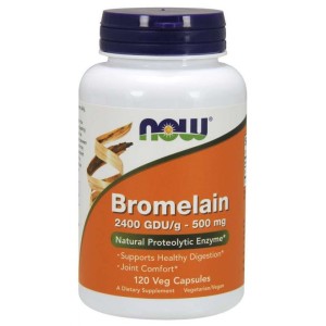 Now Foods Bromelaina 500 mg - 2400 GDU/g, 120 kapsułek