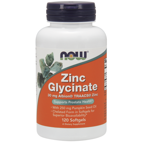 Now Foods zinc glycinate cynk olej z pestek dyni 120 kapsułek