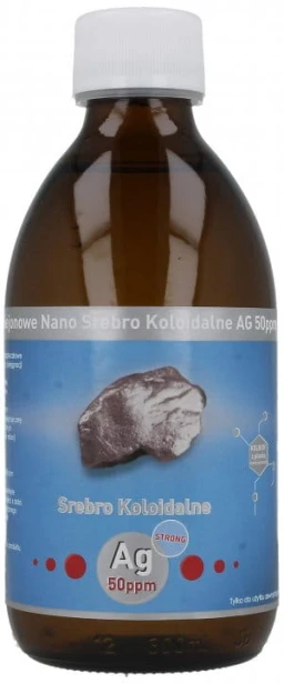 Strong Niejonowe Nano Srebro koloidalne Ag 50 ppm, butelka 300 ml Vitacolloids